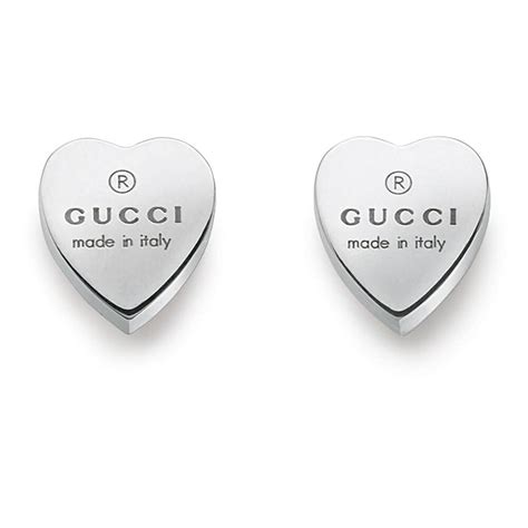 gucci earrings trademark silver heart|gucci trademark heart earrings.